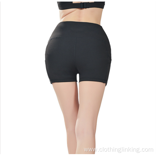 High Waist Yoga Shorts with Side Pocket